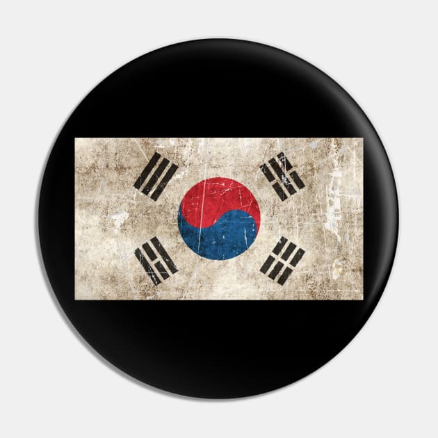 Vintage Aged and Scratched South Korean Flag Pin by jeffbartels