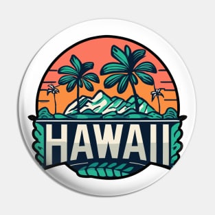 Hawaii Retro Sunset Pin