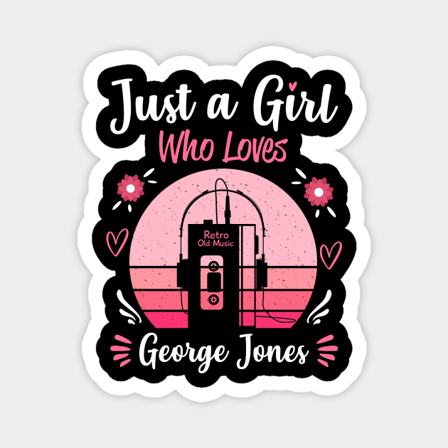 Just A Girl Who Loves George Jones Retro Vintage Magnet by Cables Skull Design