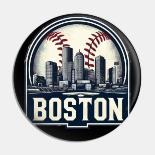 Vintage Boston Baseball Cityscape Pin