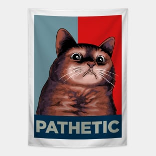 pathetic cat meme Tapestry