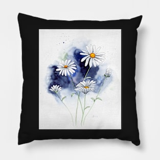 Loose Daisies Watercolor Art Pillow