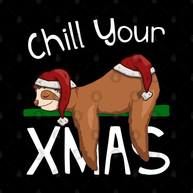 Chill Your Xmas Cute Sleepy Christmas Santa Sloth by SkizzenMonster