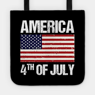 American map and Flag, 4th of July, happy independence day God Bless America Tote