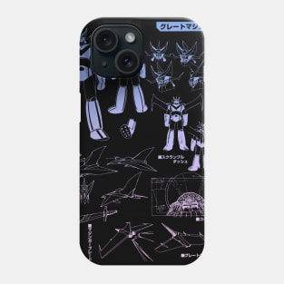 Mazinger Z blueprint aesthetic gradient Phone Case