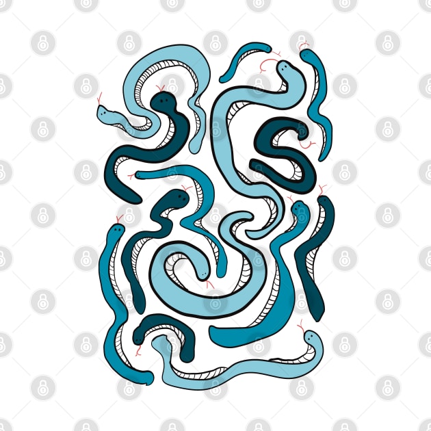 Wonky Blue Snakes by Shadoodles