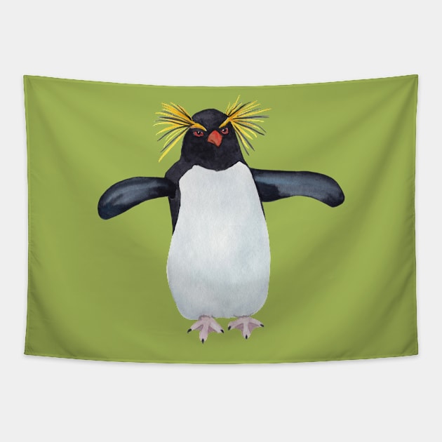 Northern Rockhopper Spreading its Wings Tapestry by Duck Cloud 9