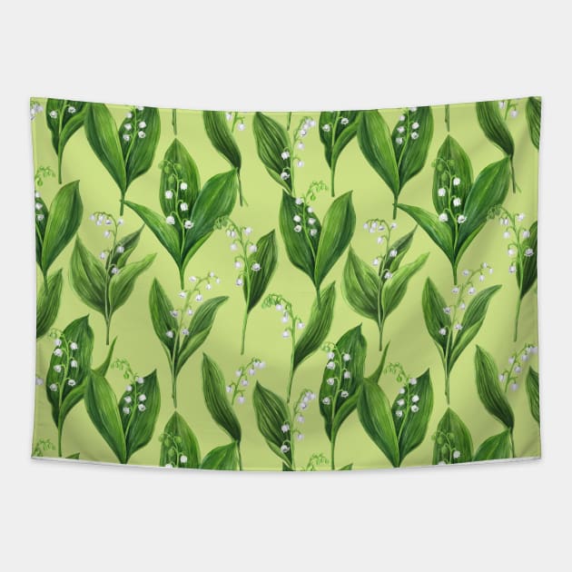 Lily of the valley on honeydew green Tapestry by katerinamk