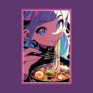 Cute Anime Girl |  Ramen Noodles | Hentaii Chibi Kawaii Design T-Shirt