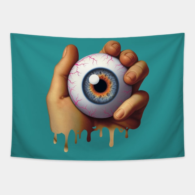 Hand holding an Eyeball Tapestry by Arteria6e9Vena