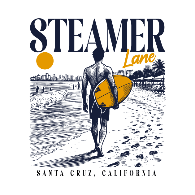 Vintage Surfing Steamer Lane Santa Cruz, California // Retro Surfer Sketch // Surfer's Paradise by Now Boarding