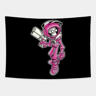 Pink Skeleton Astronaut Tapestry