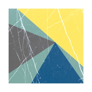 Abstract Pattern Triangles Blue / Yellow / Gray / Turquoise T-Shirt