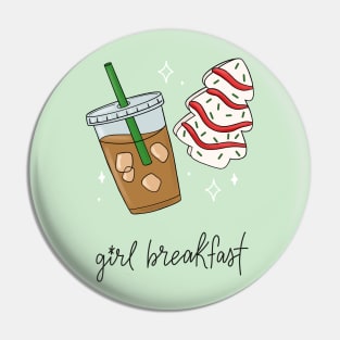 Girl Breakfast Iced Coffee Christmas Cake Pin