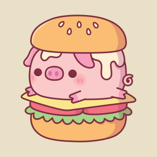 Cute Pig In A Burger Funny T-Shirt