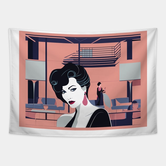 Neo Luxe Art Deco Patrick Nagel 80s Tapestry by di-age7