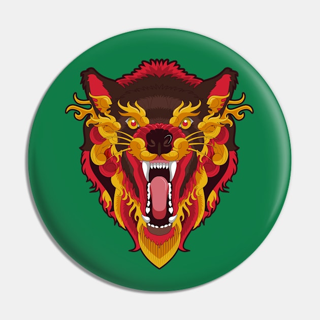 Angry Ethic Wolf Pin by Mako Design 