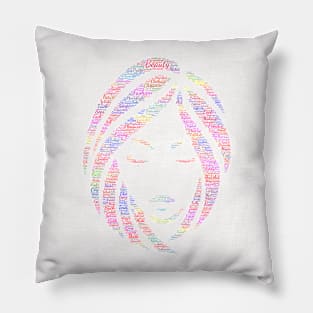 Portrait Girl Fashion Silhouette Shape Text Word Cloud Pillow