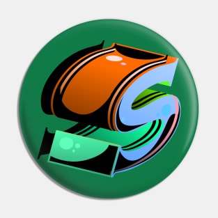 S letter in Orange and green Pin