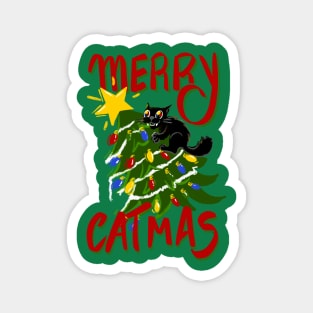 Funny Cat Merry Catmas Christmas Tree Cat Attack Magnet