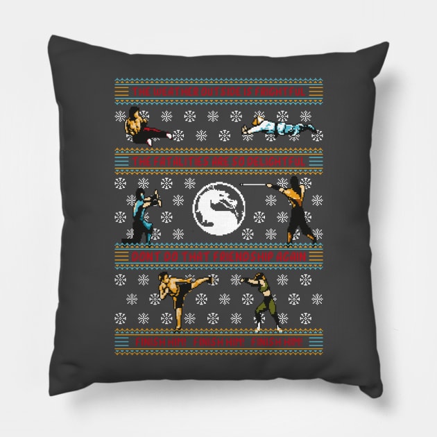 Finish Him! Finish Him! Finish Him! - Mortal Kombat Ugly Sweater, Christmas Sweater & Holiday Sweater Pillow by RetroReview