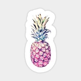 Pineapples and Foliage Colorful Paint White Pattern Magnet