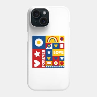 80s inspired Forever Love Pop Art Design - Red, Yellow, Blue and White by Rene Dauphine Phone Case