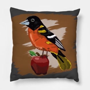 Midwest Oriole over a Earthy Background Pillow