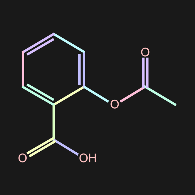 Aspirin Kawaii Pastel Rainbow Molecule by ChemECool