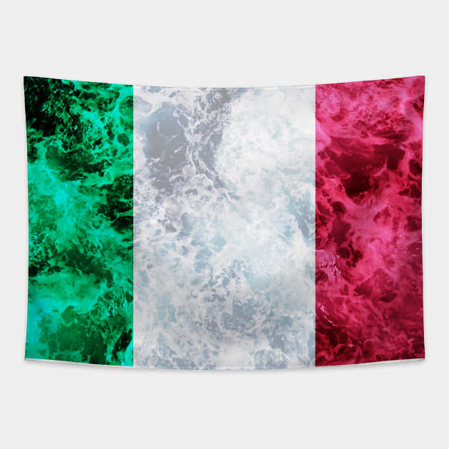 Flag of Italy – Ocean Waves Tapestry by DrPen