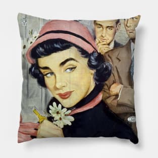 Vintage Romance Comic Book Cover - Boy Meets Girl Pillow