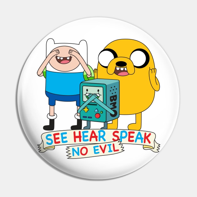 Finn Jake BMO No Evil Pin by Plushism