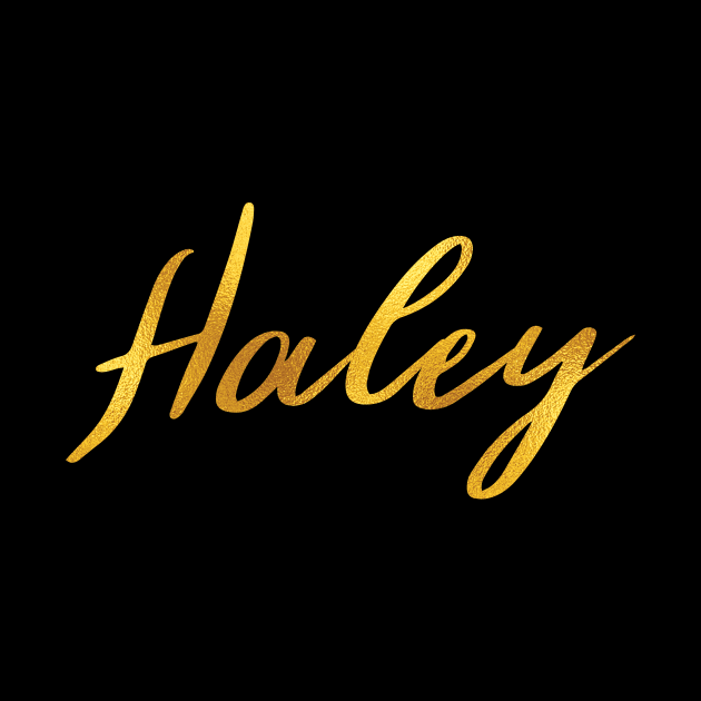 Haley Name Hand Lettering in Faux Gold Letters by Pixel On Fire