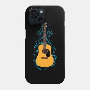 Natural Dreadnought Acoustic Guitar Flowering Vines Phone Case