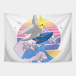 Aesthetic Surfing Cocktiel Doodle Tapestry