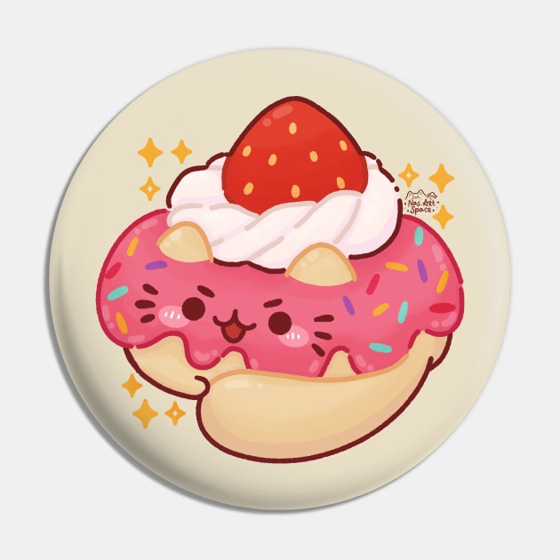 Cute Cat Strawberry Donut Pin by Nas.ArtSpace