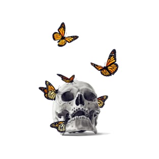 Skull with Monarch Butterflies T-Shirt