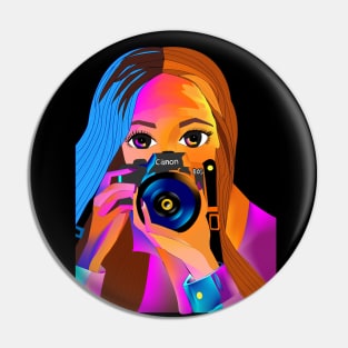 Girl with camera Pin