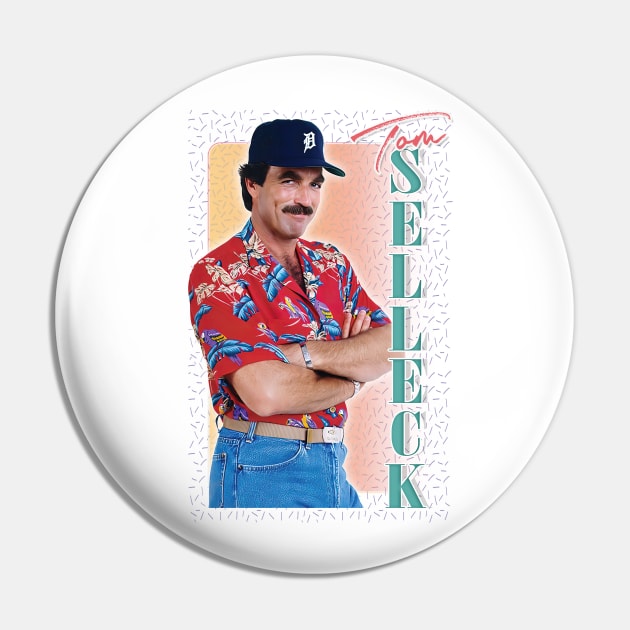 Tom Selleck -- 80s Aesthetic Design Pin by DankFutura