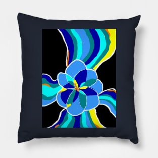 Flower Waves in Black Pillow