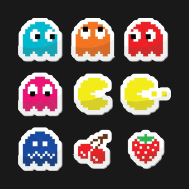 Pac-Man Arcade Characters - Pac Man Retro Video Game Pac Man Pacman ...