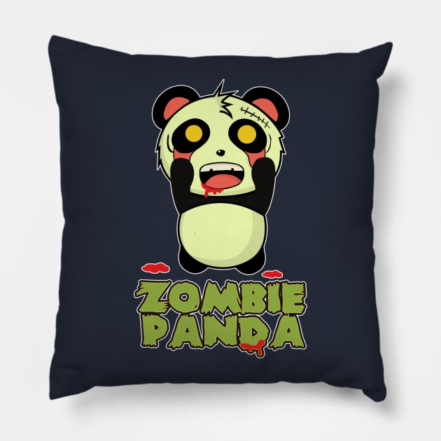 panda zombie Pillow by aimey