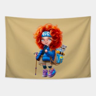 A red-haired curly girl Tapestry