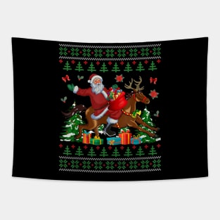 Christmas Horse Santa Riding Horse Sweater Tapestry