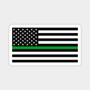 American Flag Thin Green Line Magnet