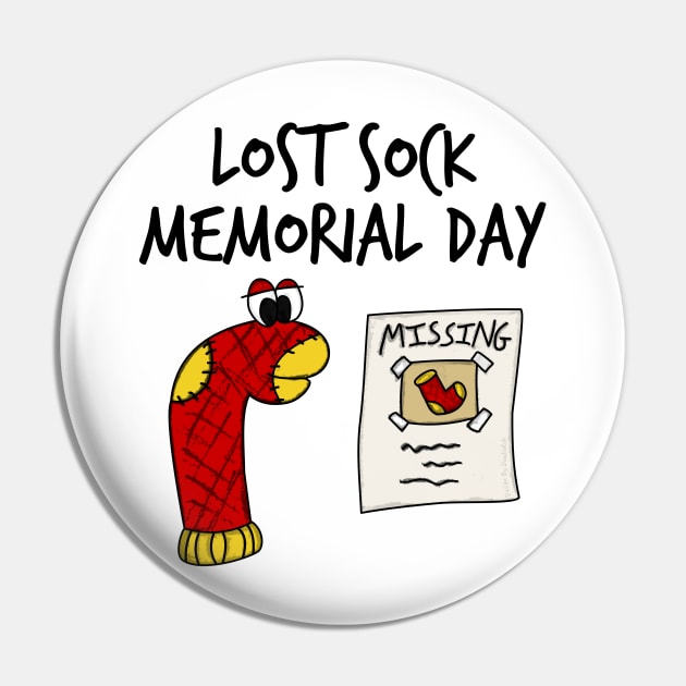 Lost Sock Memorial Day Funny Doodle Pin by doodlerob