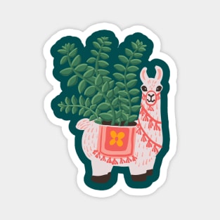 Llama Planter Holding a Succulent Houseplant Magnet