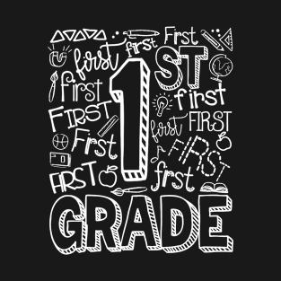 First 1st Grade Typography Shirt Back To School Gifts T-Shirt