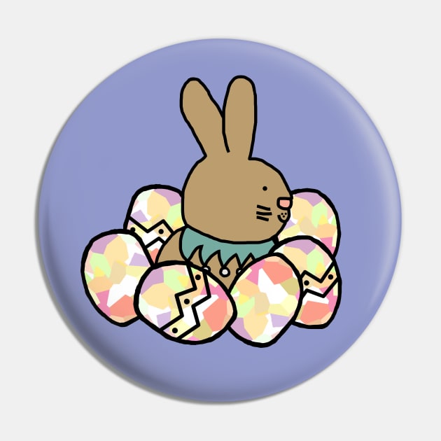Easter Bunny with All of the Easter Eggs Pin by ellenhenryart