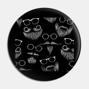 Seamless pattern with image of a hipster beards, mustaches and glasses Pin